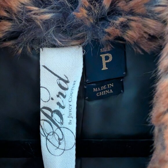 Bird by Juicy Couture Cognac Brown Faux Fur Vest Women's Sz P - Picture 3 of 6